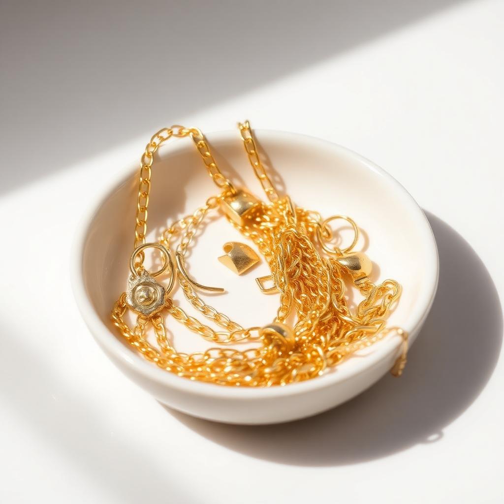 Broken and tangled scrap gold jewellery